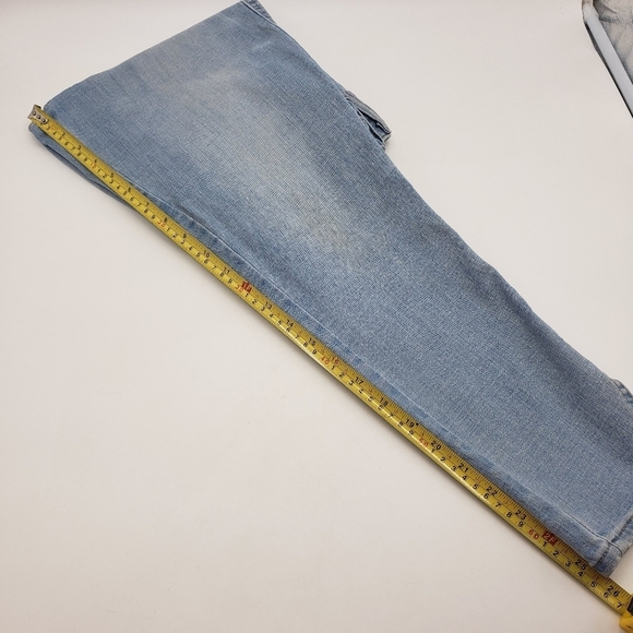 Levi's 721 high rise skinny ankle jeans 31 split hem light blue denim button fly - Picture 12 of 15